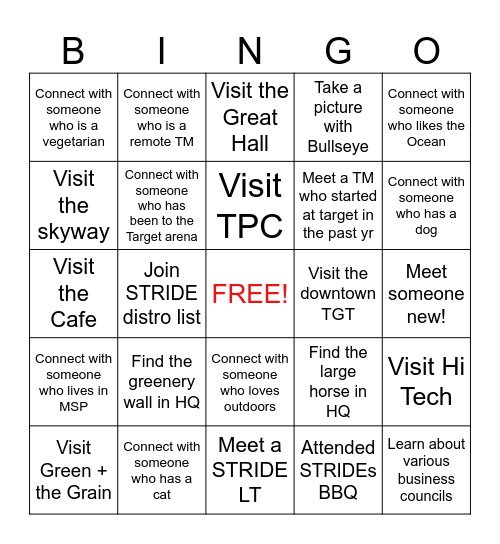 STRIDE Week (In-person) Bingo Card