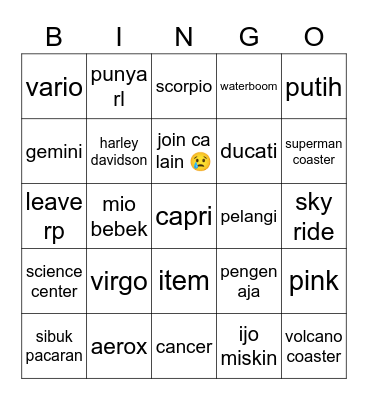 kuz Bingo Card