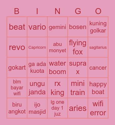 nn Bingo Card