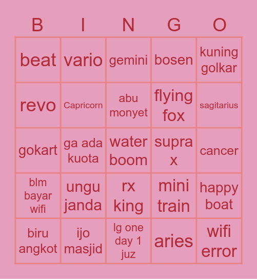 nn Bingo Card