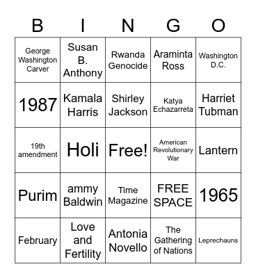 D&I BINGO Card