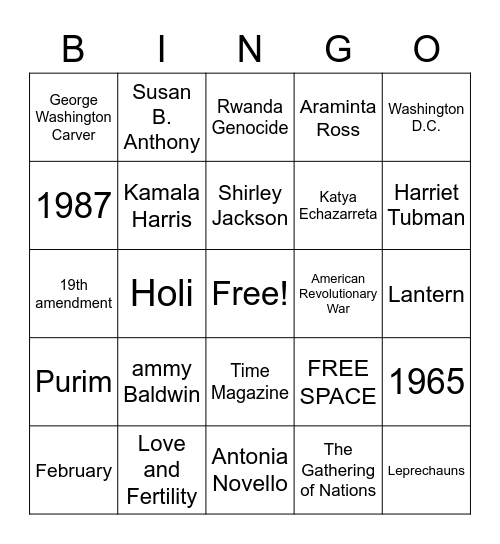 D&I BINGO Card