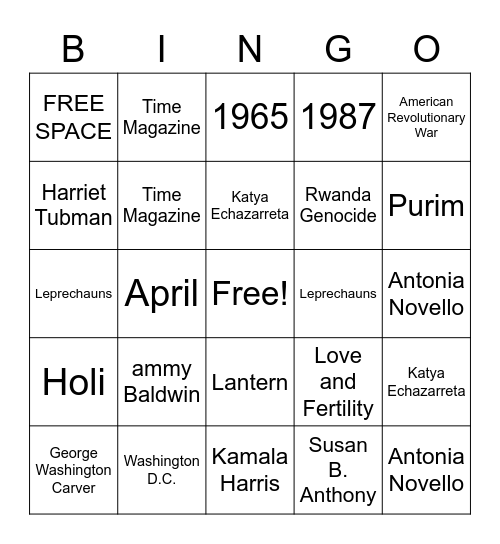 D&I BINGO Card