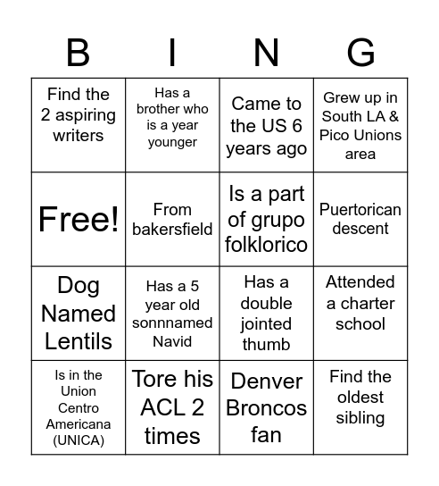 Ed 171 Bingo Card