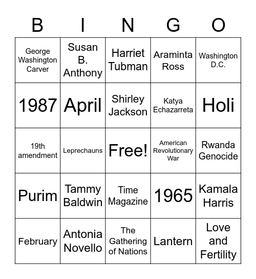 D&I BINGO Card