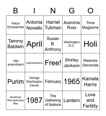 D&I BINGO Card