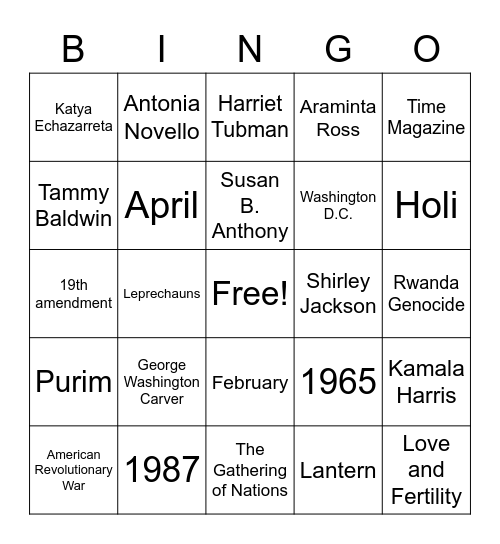 D&I BINGO Card