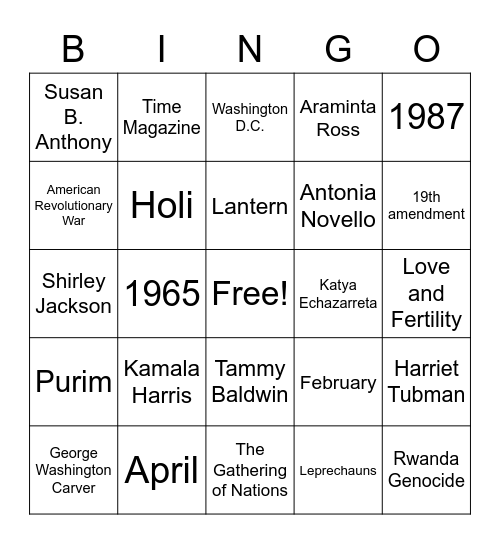 D&I BINGO Card