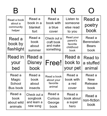 Summer Reading Bingo Card