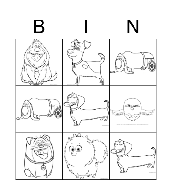 Secret Life of Pets Bingo Card