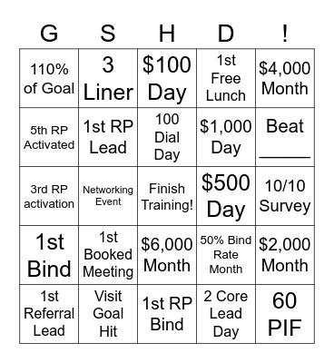 GSHD! Bingo Card