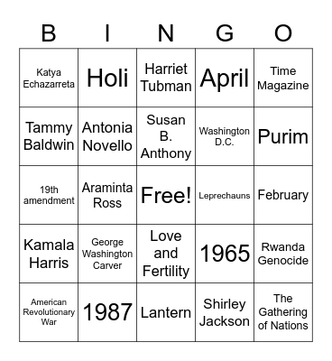 D&I BINGO Card