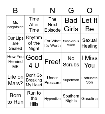 Music Bingo Card