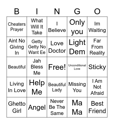 REAGGAE BINGO 4 Bingo Card