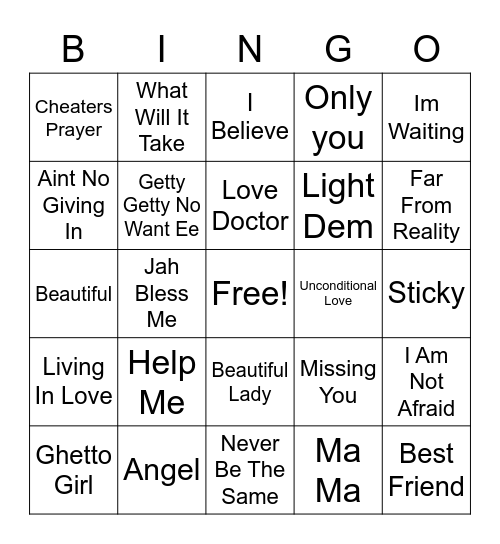 REAGGAE BINGO 4 Bingo Card