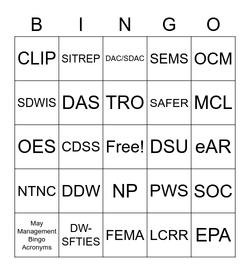 May Management Bingo Bingo Card