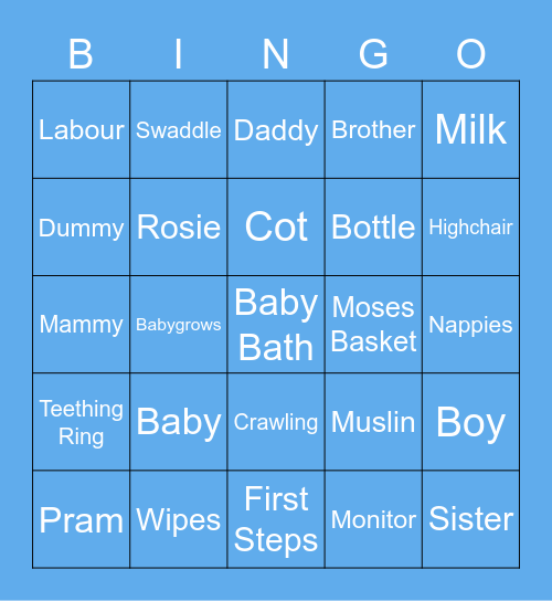 Katherines Baby Shower Bingo Card