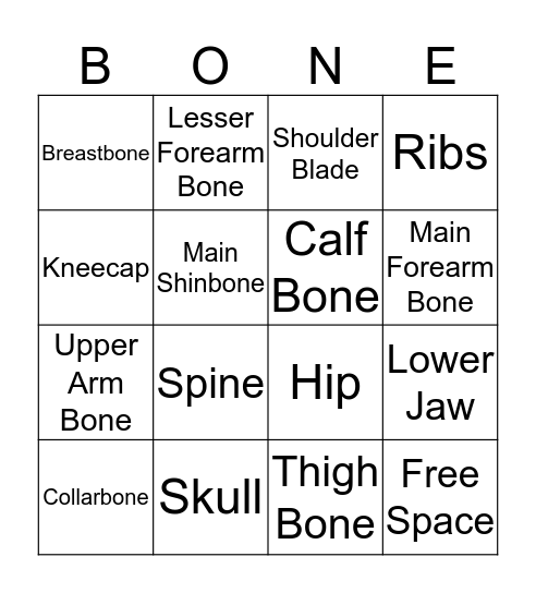 Skeleton Bingo Card