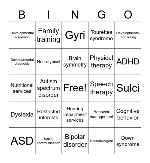 Autism! Bingo Card