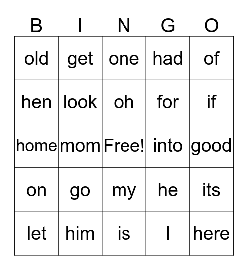 BingoFirst Grade part 2 Bingo Card