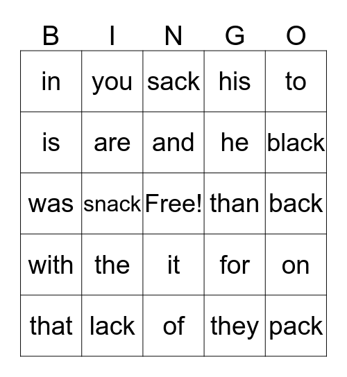 Spelling/Sight Word Week 4 Bingo Card