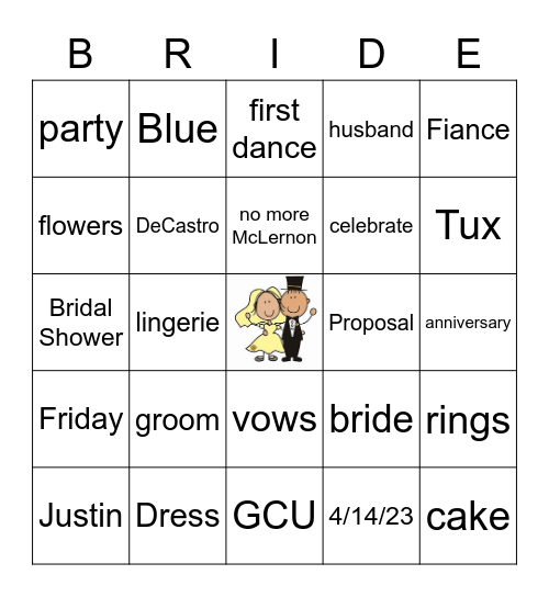 Bridal Shower Bingo Card