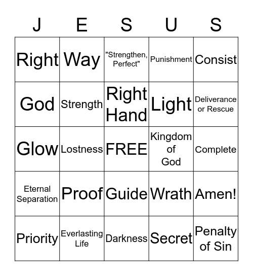 GOD THE SON  Bingo Card