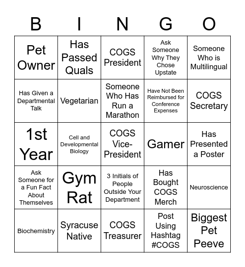 Network Bingo Card