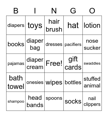 ONESIES Bingo Card