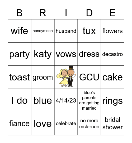 BRIDAL BINGO Card