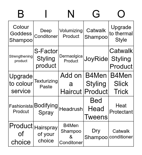 TONI & GUY HAIRDRESSING ACADEMY  Bingo Card