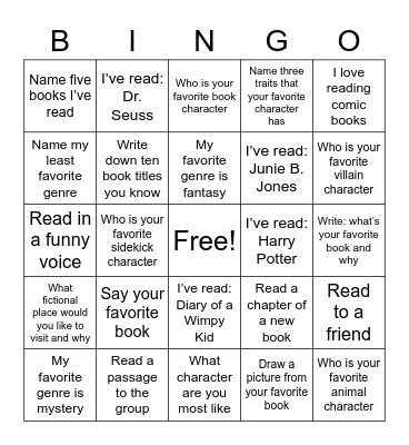 Reading is fun! Bingo Card