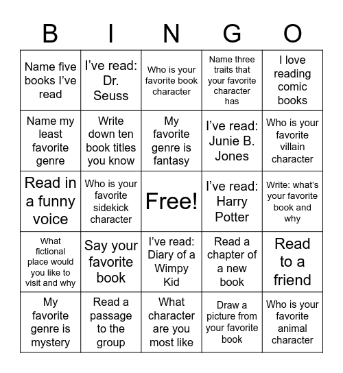 Reading is fun! Bingo Card