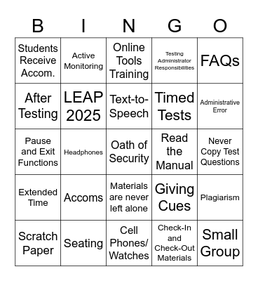 LEAP 2025 Security Training Bingo Card