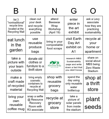 AMBSE EARTH WEEK Bingo Card