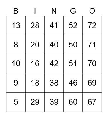 WILD Bingo Card