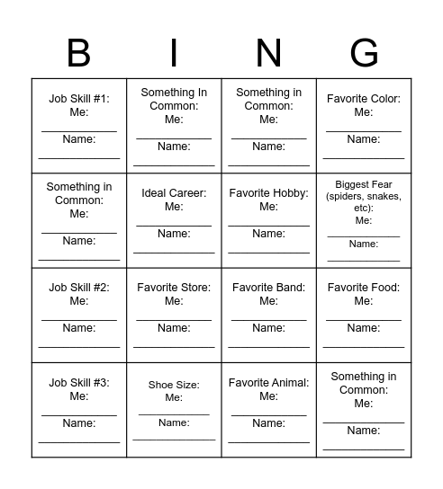 NETWORKING BING-O Bingo Card