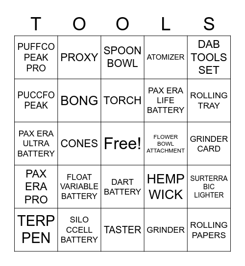 ACCESSORIES Bingo Card