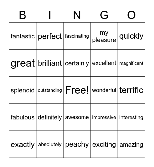 POWER WORDS Bingo Card