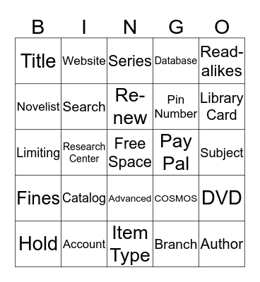 CCPL Bingo Card