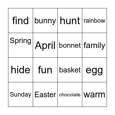 Easter Bingo Card