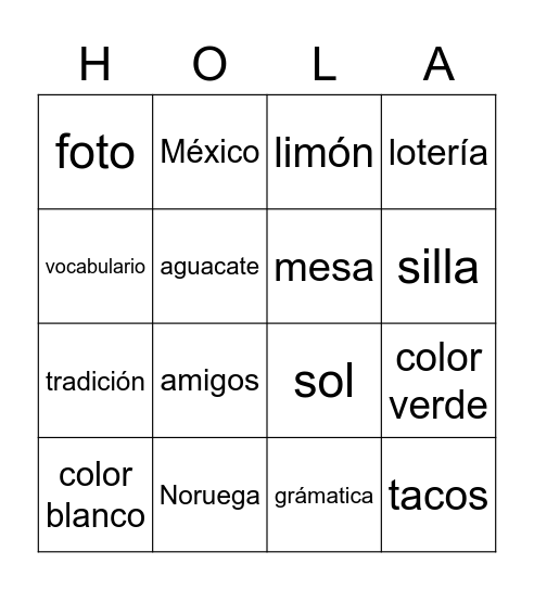 LOTERÍA Bingo Card