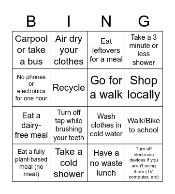 Fighting Against Climate Change Bingo Card