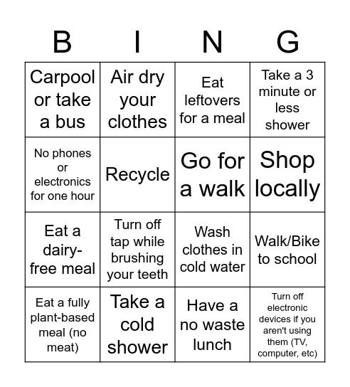 Fighting Against Climate Change Bingo Card