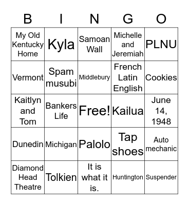 SNL  Bingo Card