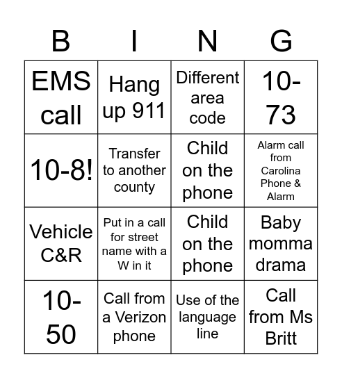 NPSTW Bingo Card