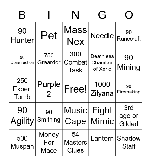 Cesar Bingo Card