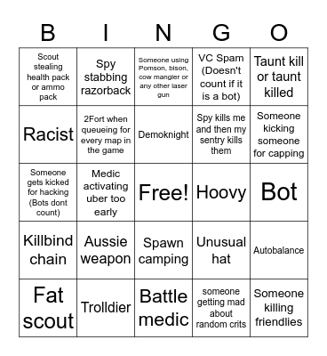 tf2 bingo Card