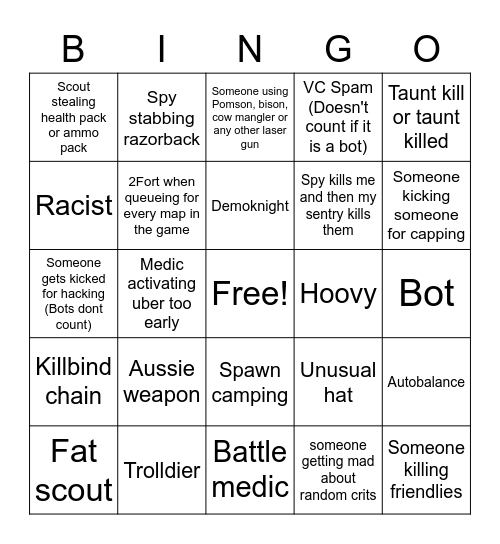 tf2 bingo Card