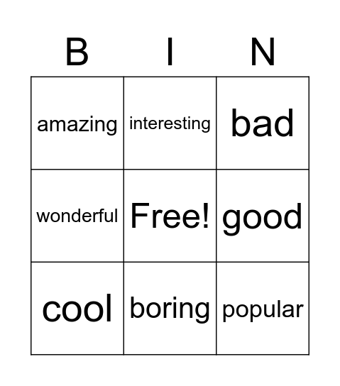 Superlative Bingo Card